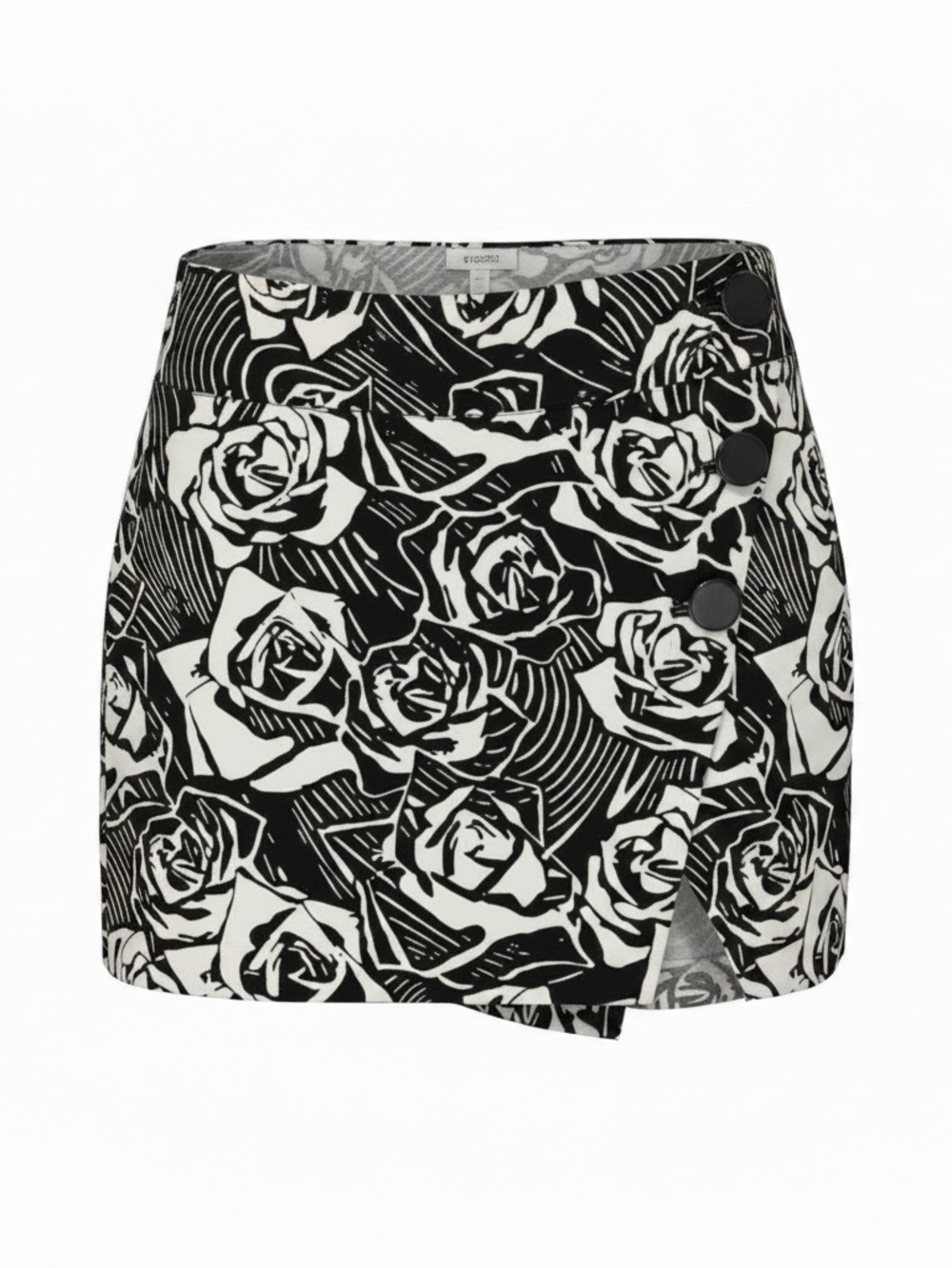 NWT: Express Black & White Rose Print Mini Skort 3 button accent Size 0